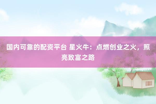 国内可靠的配资平台 星火牛：点燃创业之火，照亮致富之路