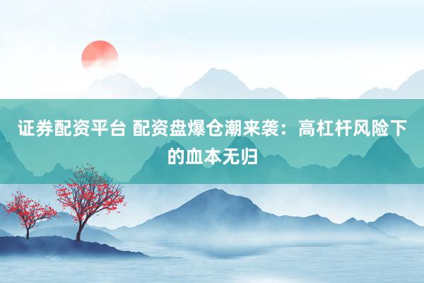 证券配资平台 配资盘爆仓潮来袭：高杠杆风险下的血本无归