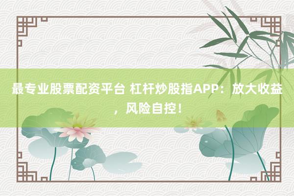 最专业股票配资平台 杠杆炒股指APP：放大收益，风险自控！