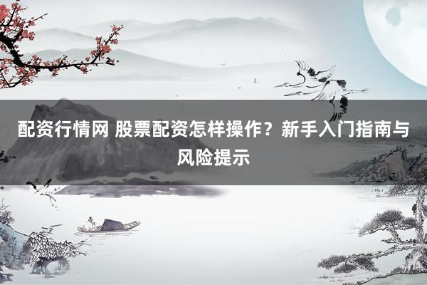 配资行情网 股票配资怎样操作？新手入门指南与风险提示