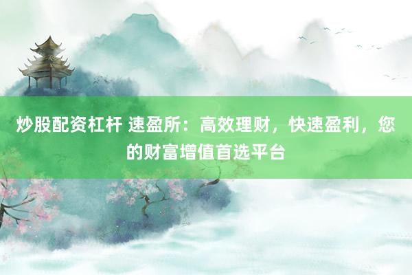 炒股配资杠杆 速盈所：高效理财，快速盈利，您的财富增值首选平台