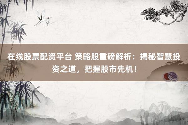 在线股票配资平台 策略股重磅解析：揭秘智慧投资之道，把握股市先机！