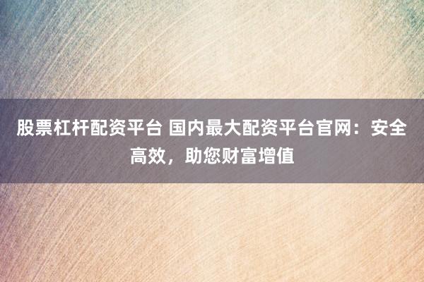 股票杠杆配资平台 国内最大配资平台官网：安全高效，助您财富增值