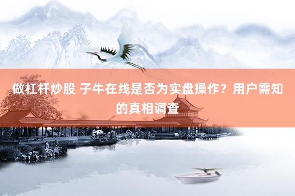 做杠杆炒股 子牛在线是否为实盘操作？用户需知的真相调查