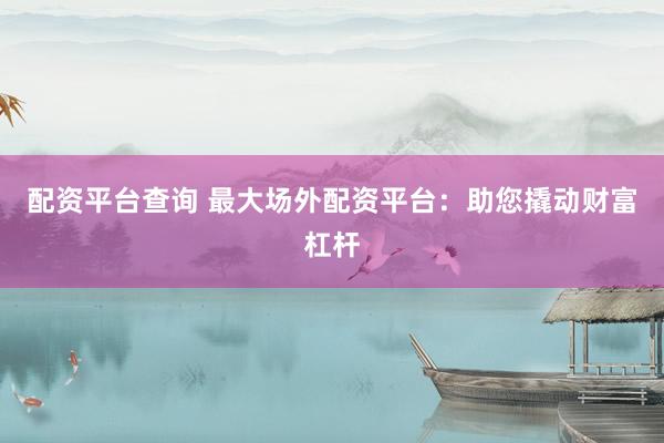 配资平台查询 最大场外配资平台：助您撬动财富杠杆