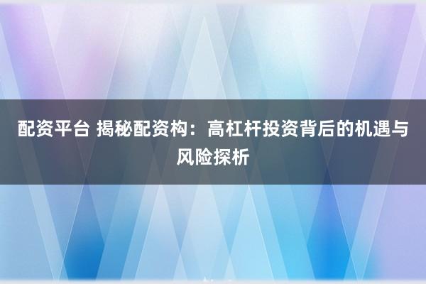 配资平台 揭秘配资构：高杠杆投资背后的机遇与风险探析