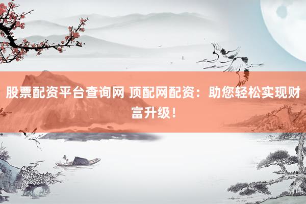 股票配资平台查询网 顶配网配资：助您轻松实现财富升级！