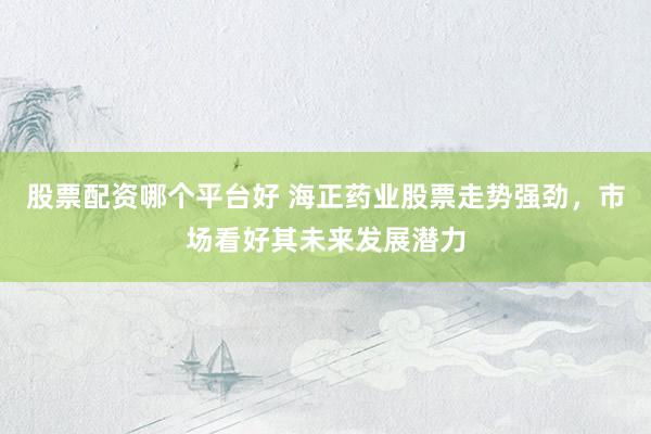 股票配资哪个平台好 海正药业股票走势强劲，市场看好其未来发展潜力