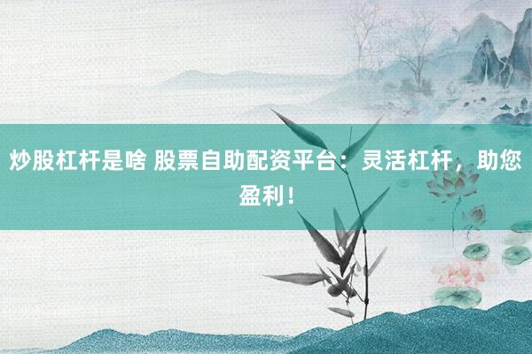 炒股杠杆是啥 股票自助配资平台：灵活杠杆，助您盈利！