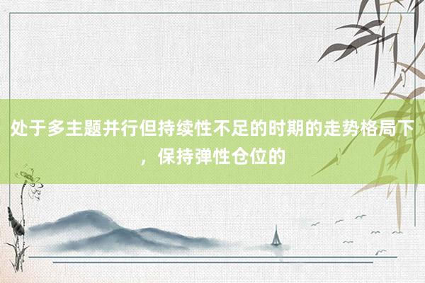 处于多主题并行但持续性不足的时期的走势格局下，保持弹性仓位的