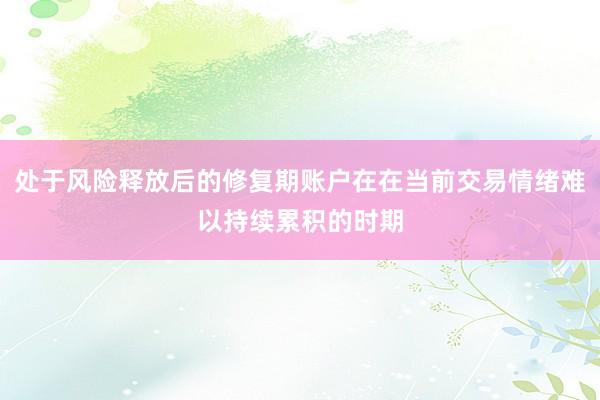 处于风险释放后的修复期账户在在当前交易情绪难以持续累积的时期