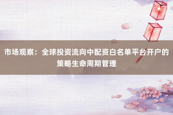 市场观察：全球投资流向中配资白名单平台开户的策略生命周期管理