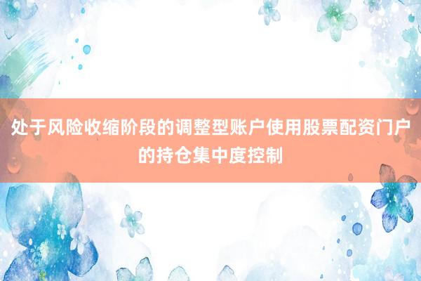处于风险收缩阶段的调整型账户使用股票配资门户的持仓集中度控制