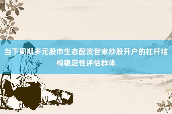 当下周期多元股市生态配资世家炒股开户的杠杆结构稳定性评估群体
