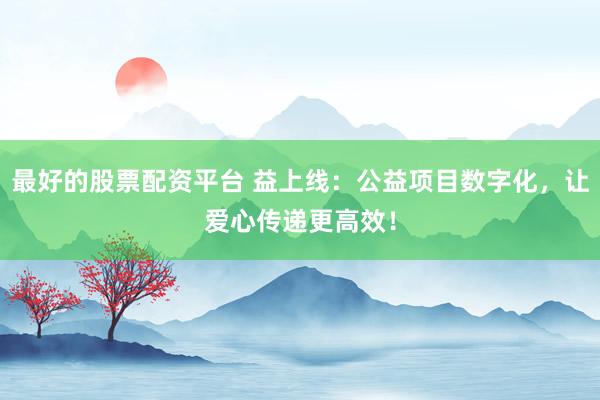 最好的股票配资平台 益上线：公益项目数字化，让爱心传递更高效！