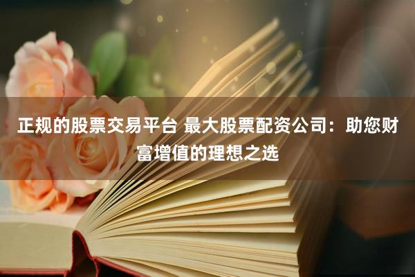 正规的股票交易平台 最大股票配资公司：助您财富增值的理想之选