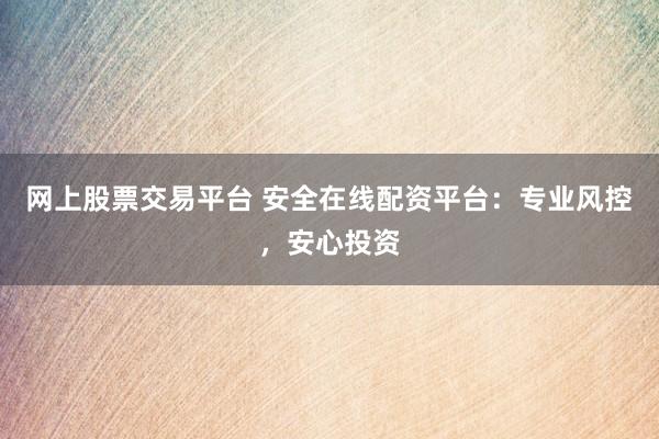 网上股票交易平台 安全在线配资平台：专业风控，安心投资