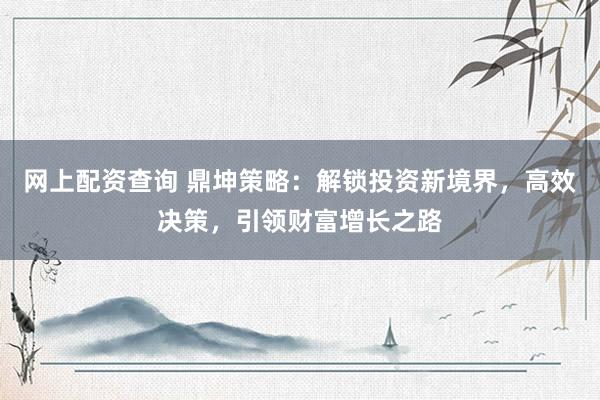 网上配资查询 鼎坤策略：解锁投资新境界，高效决策，引领财富增长之路