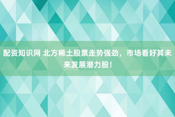 配资知识网 北方稀土股票走势强劲，市场看好其未来发展潜力股！